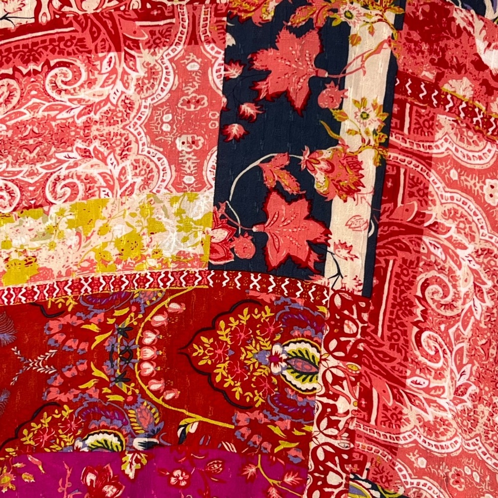 Jones NY Multicolor Patchwork Blouse Boho Floral … - image 5